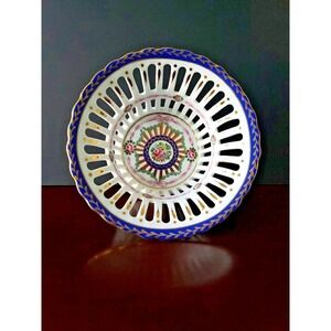 Royal Danube Round Latticed Gold Ribbon Bowl 1886 Porcelain Scalloped Candy Dish